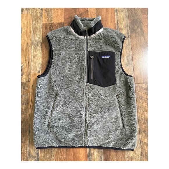 Patagonia Classic Retro X Vest Deep Pile Sherpa Grey Sz Medium Narwhal Grey